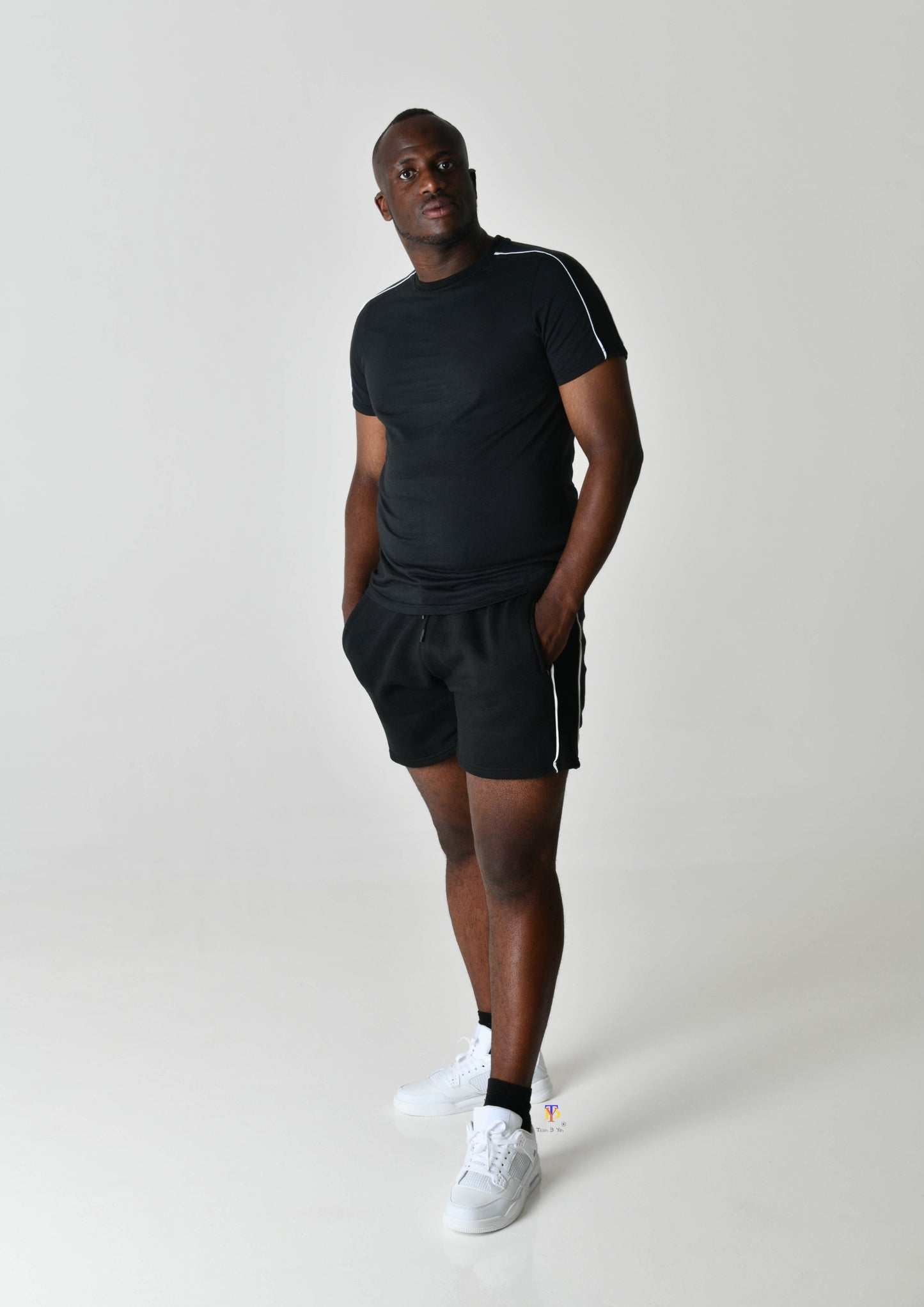 Black Stripe Detailed Short Set