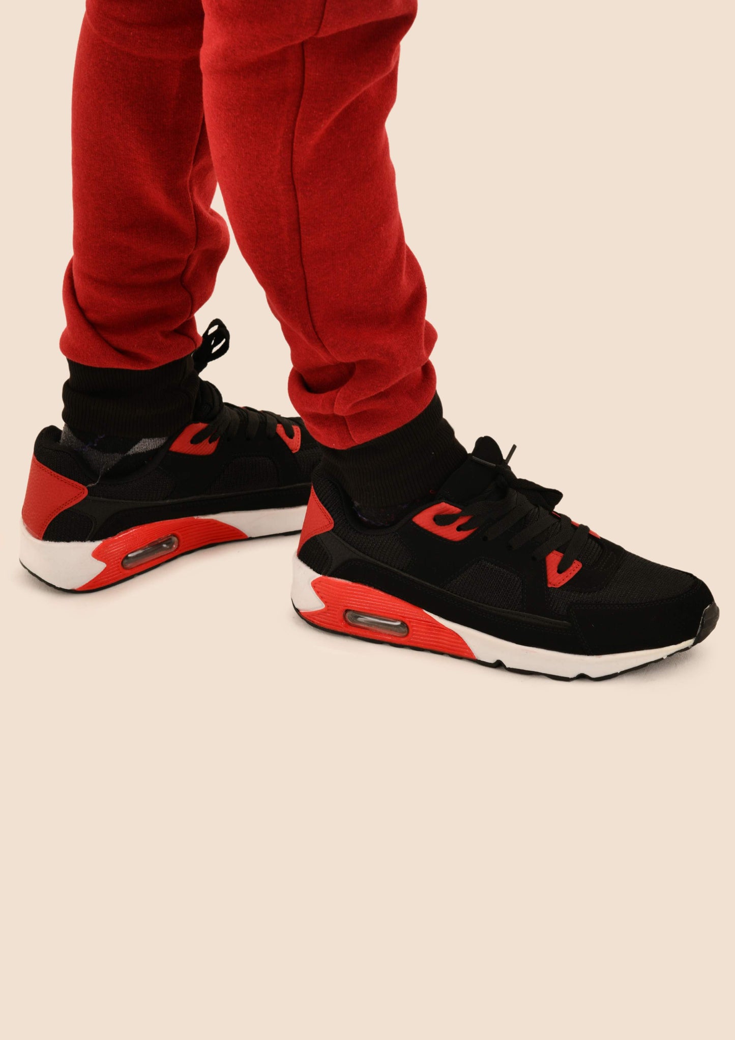 Adult Black, White & Red Trainers
