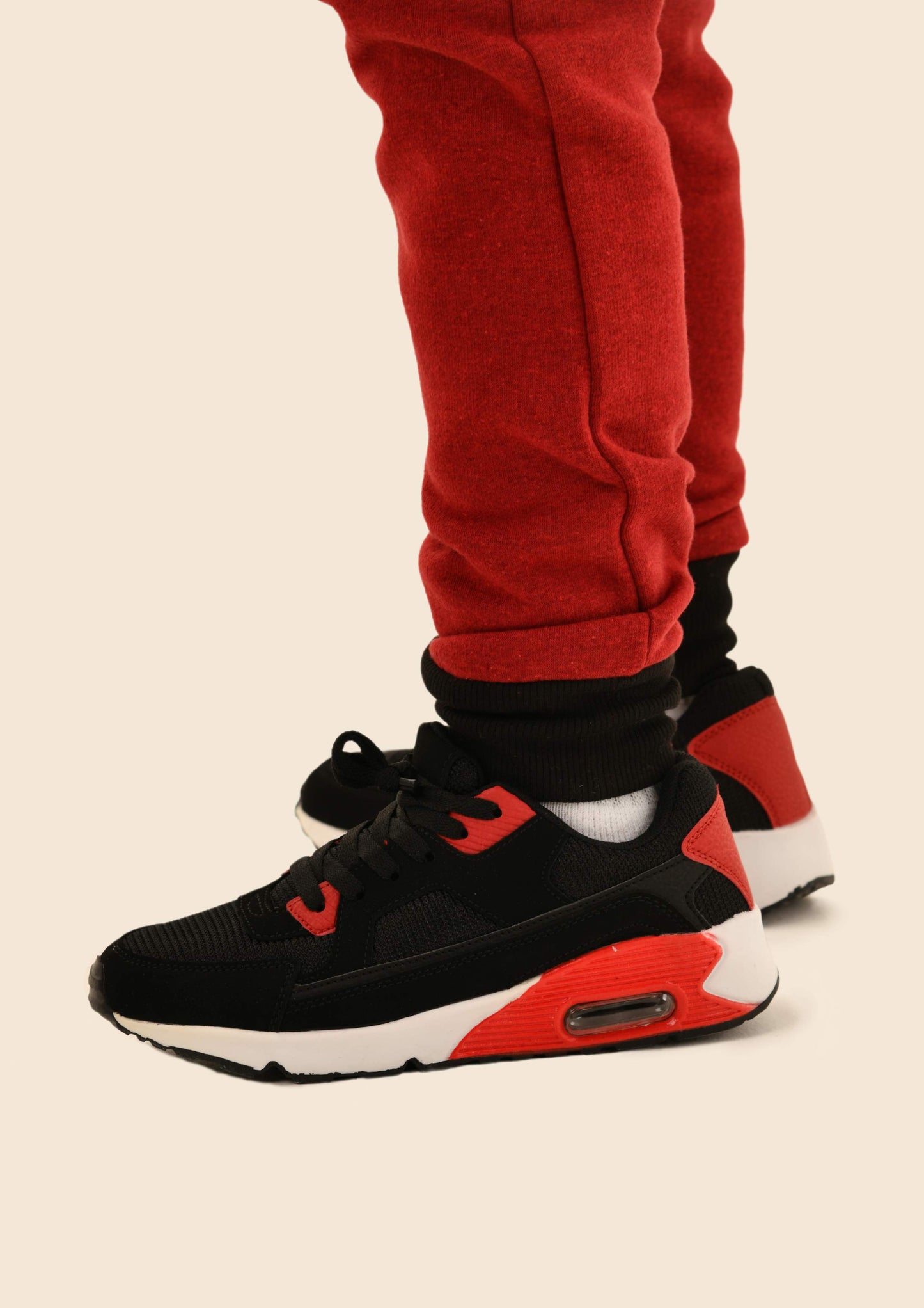 Childrens Black, White & Red Trainers
