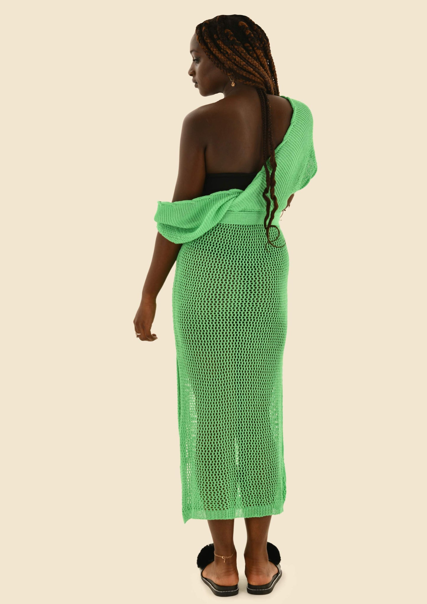 Crochet Knitted V-neck Dress