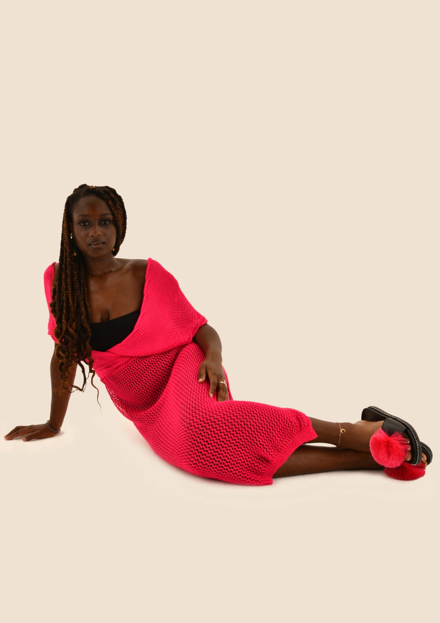Crochet Knitted V-neck Dress