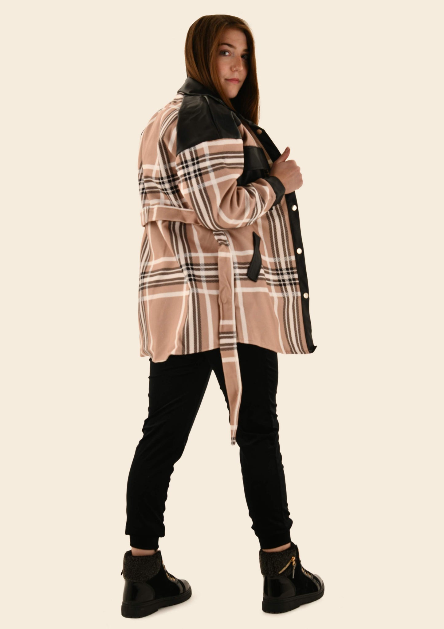 Checkered Vegan Leather Jacket