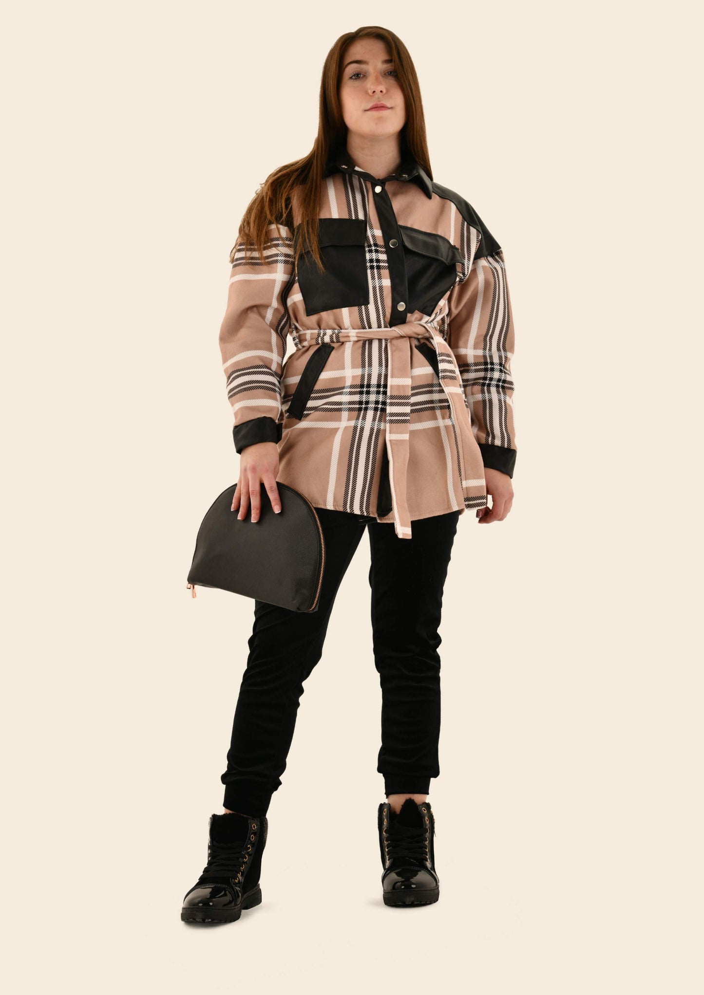 Checkered Vegan Leather Jacket