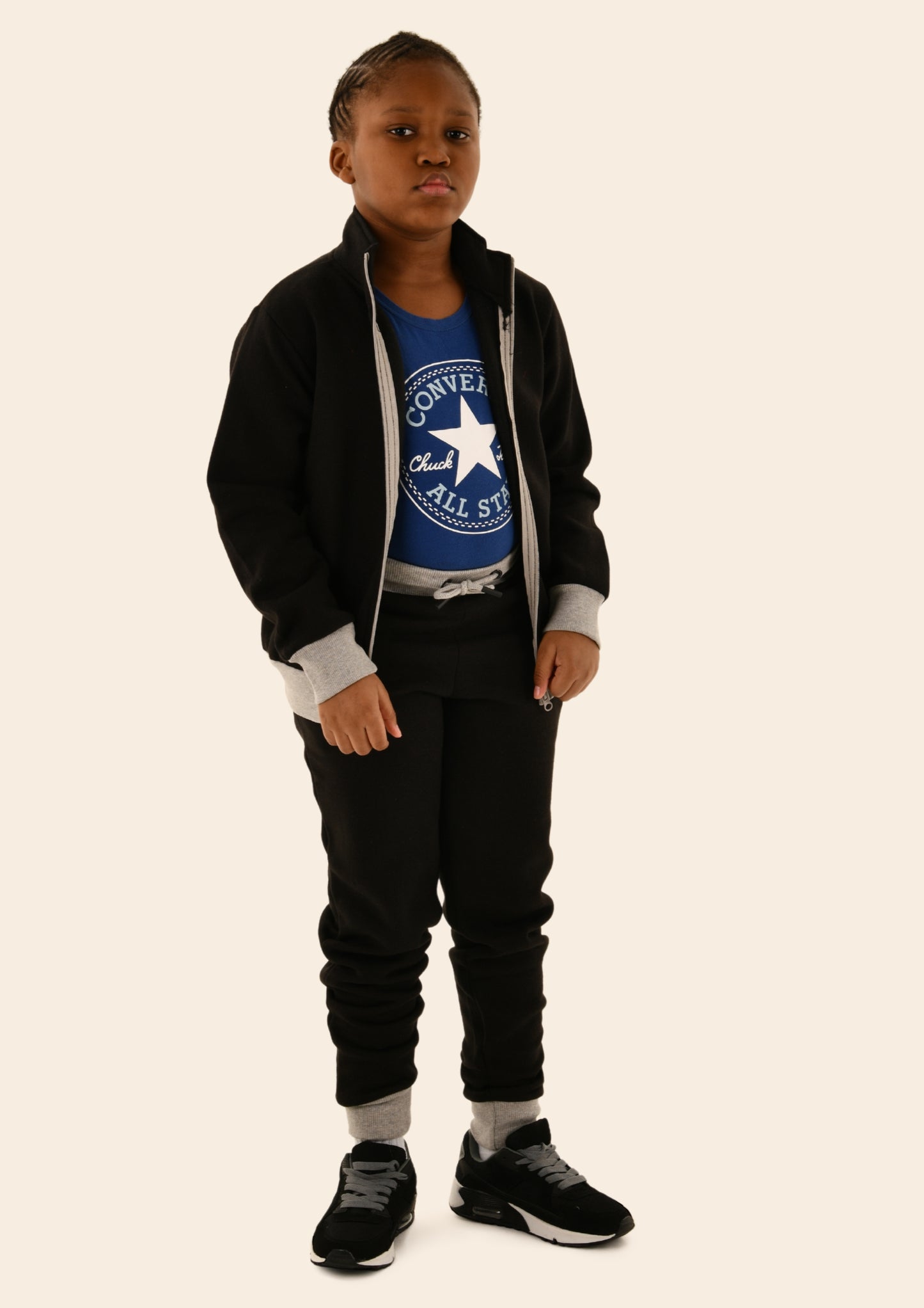 Childrens Zip Up Tracksuit/w Grey Detailing