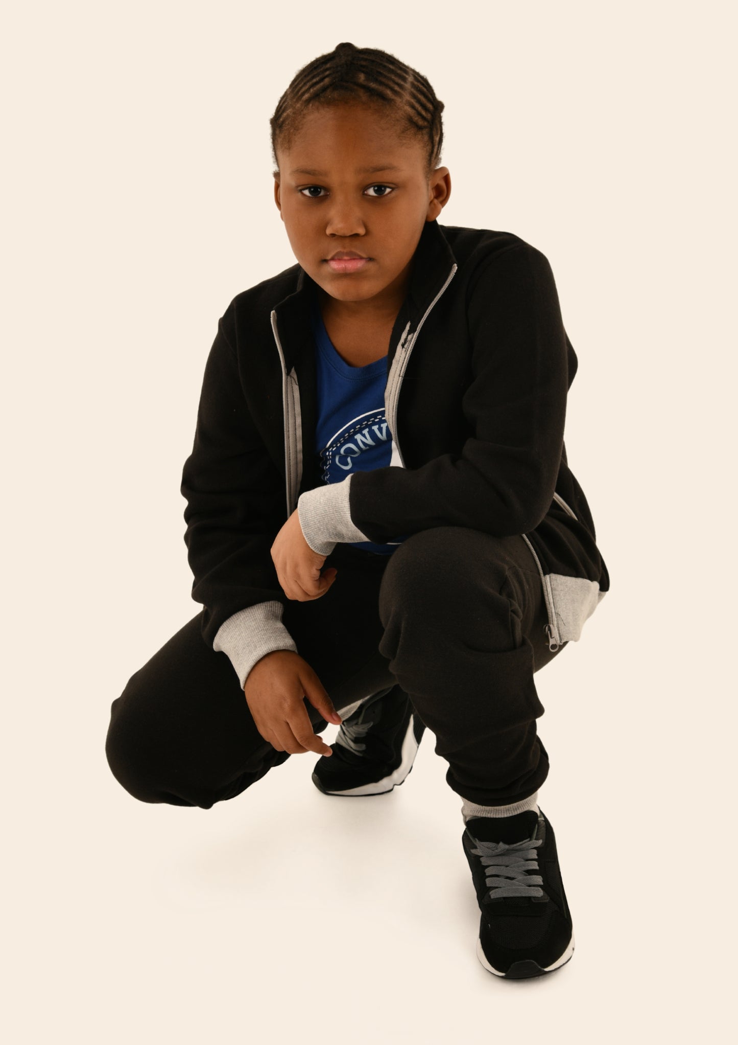 Childrens Zip Up Tracksuit/w Grey Detailing