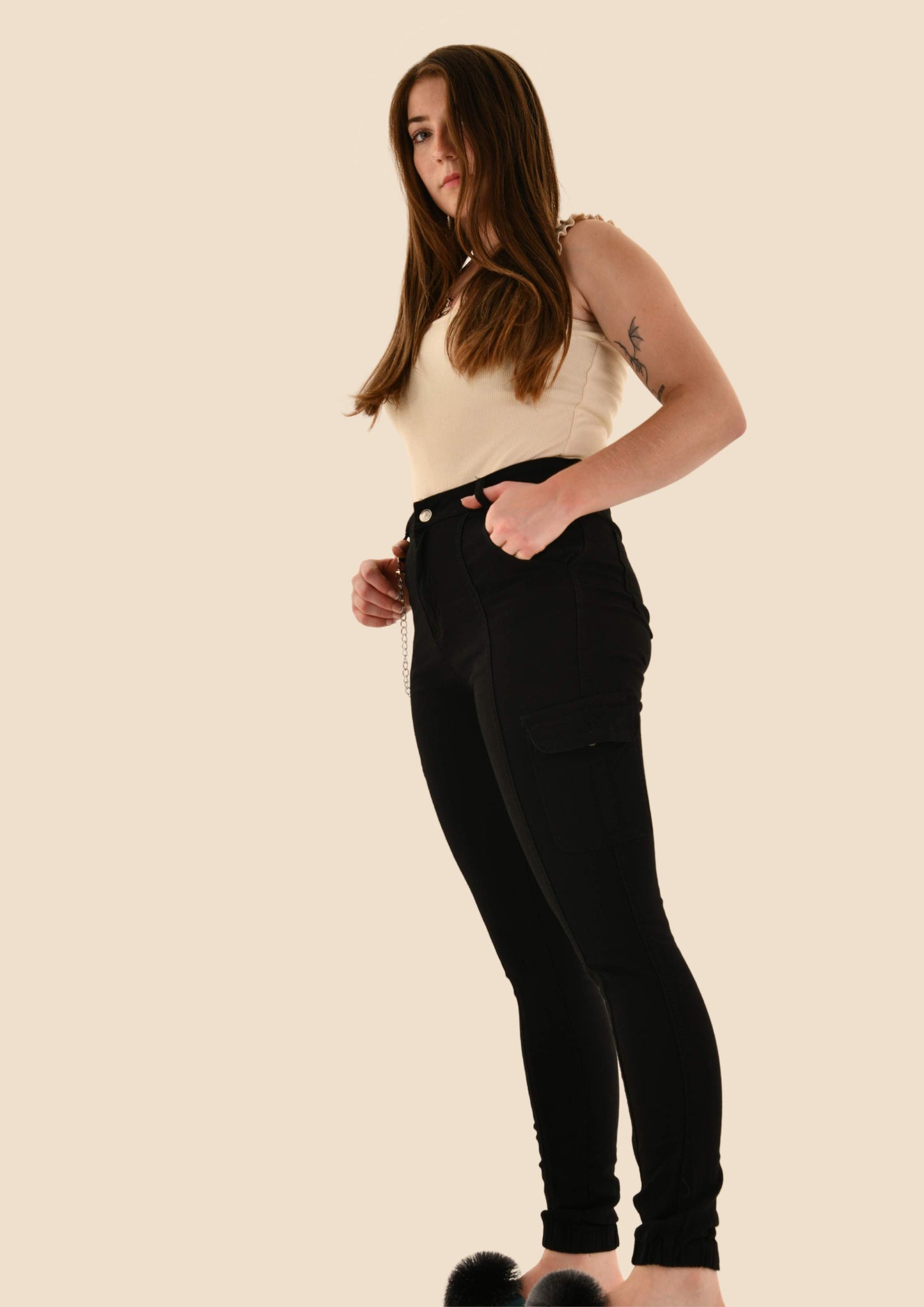 Denim Jeans/w Chain Accessory (2 colours)