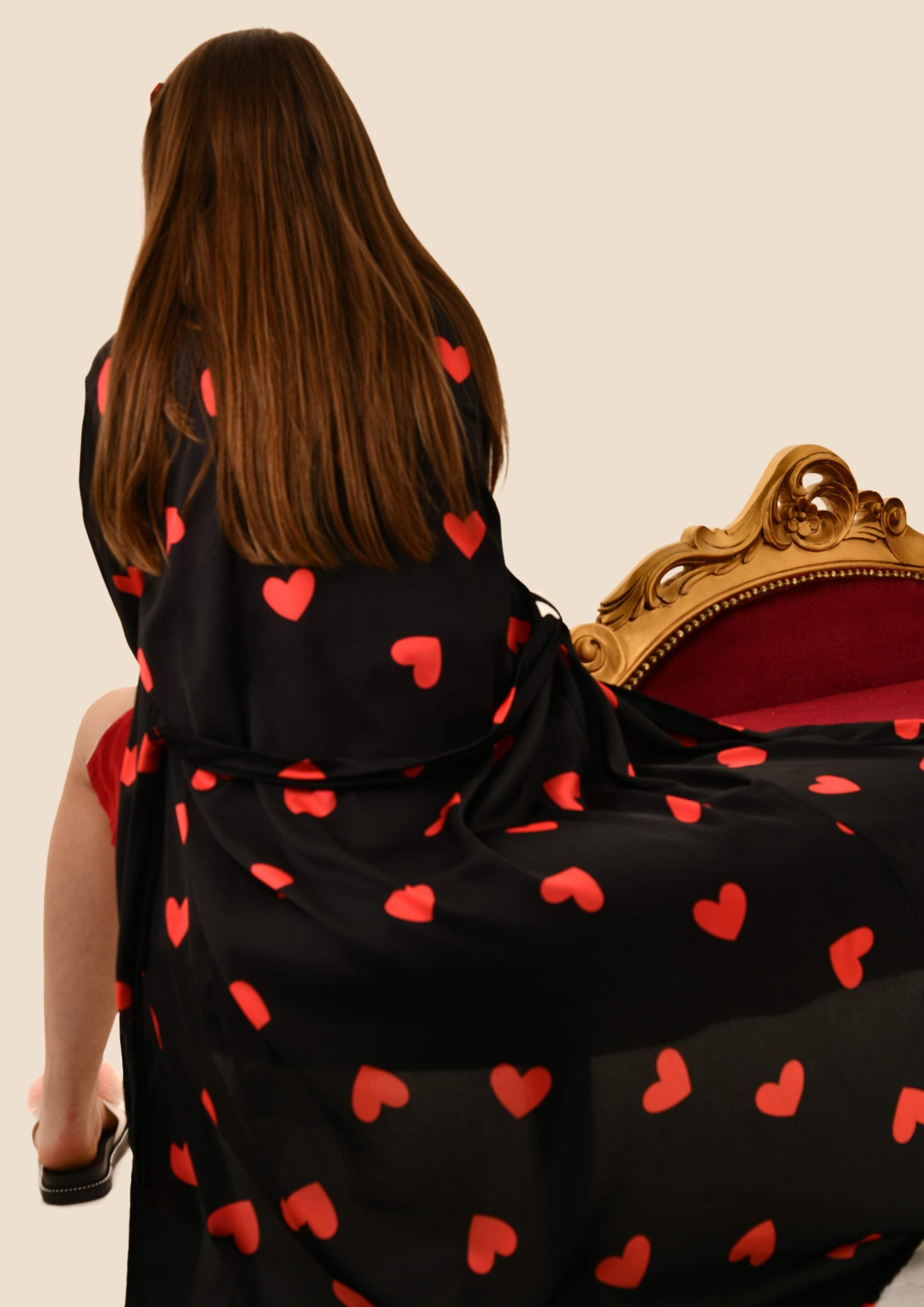 Heart Printed Night Robe