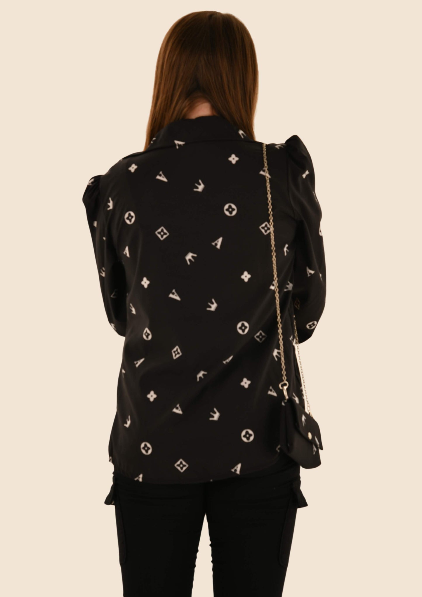Loose Patterned Long Sleeve Shirt/w Matching Purse