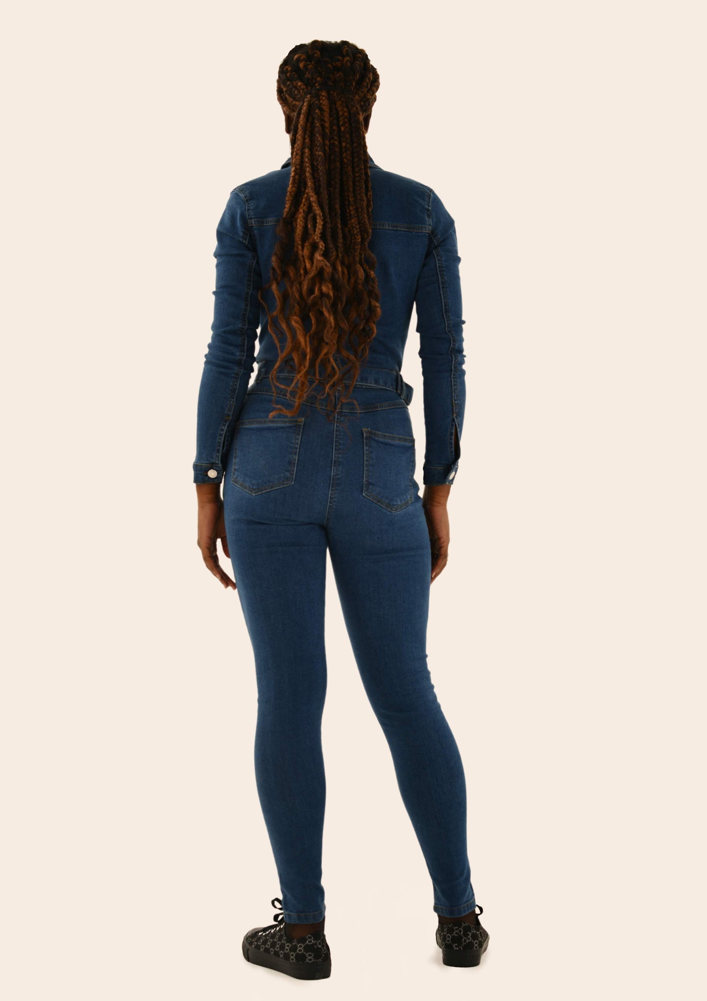Long-sleeved Denim Jumpsuit