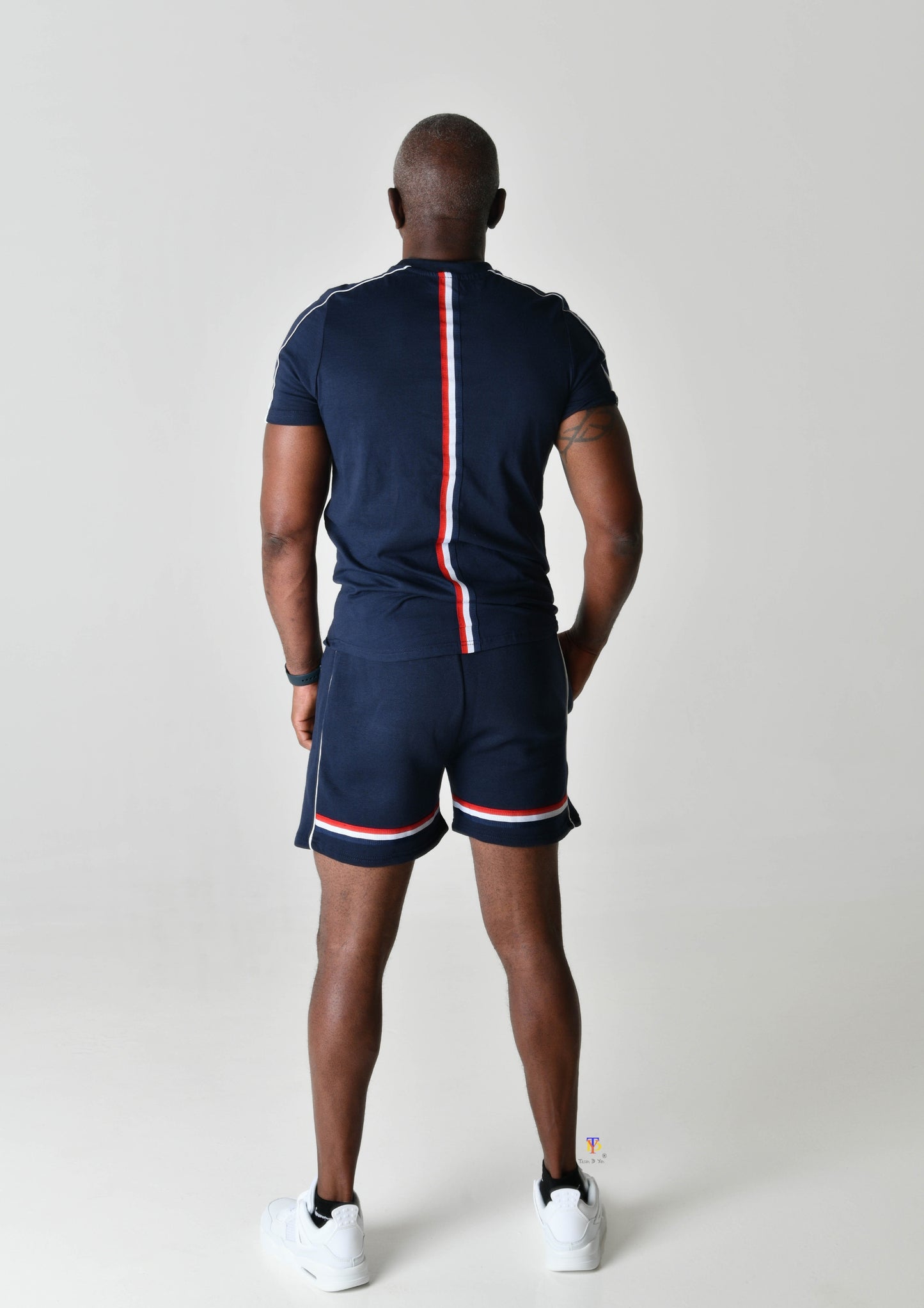 Navy Stripe Detailed Short Set