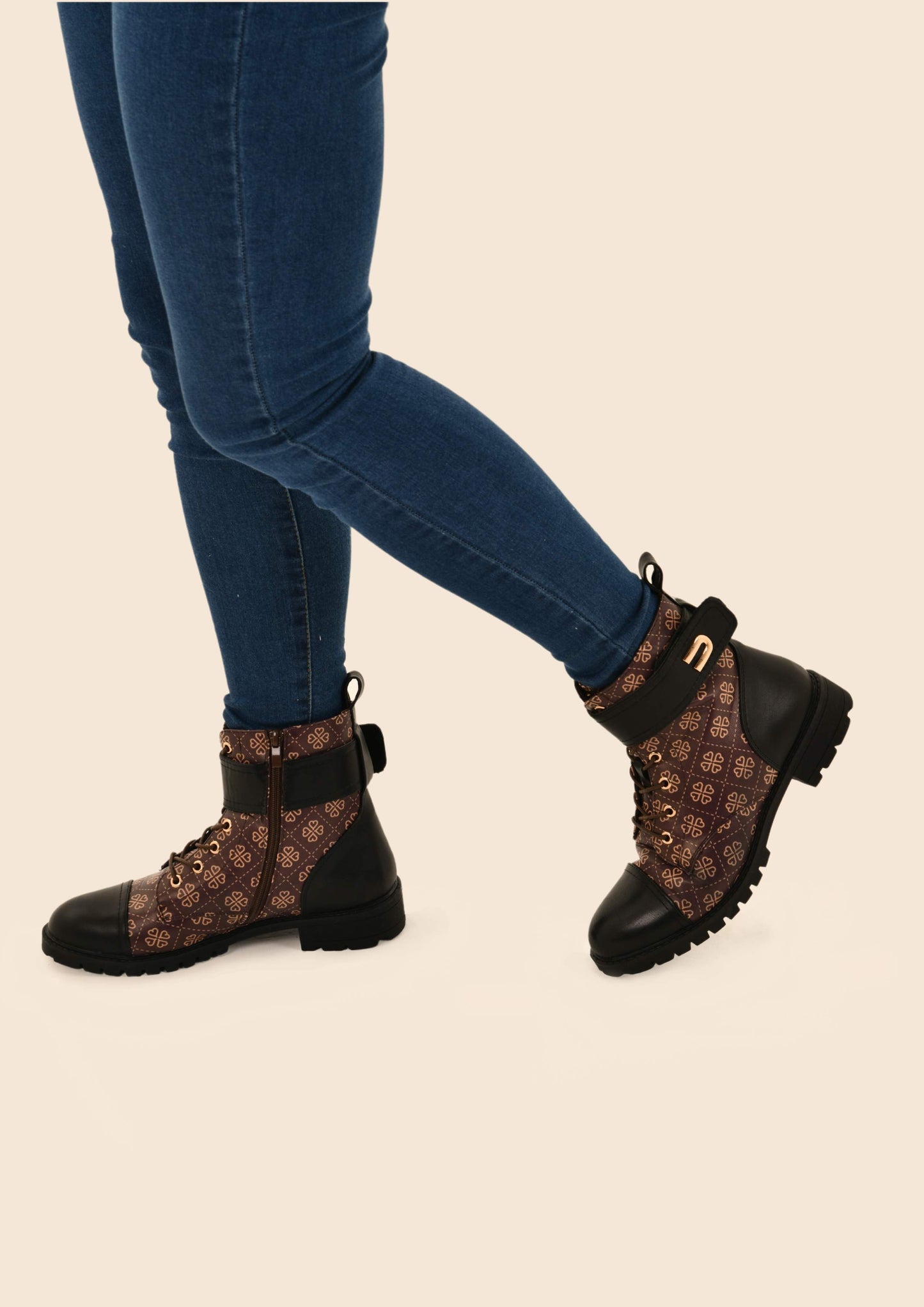 Printed Lace Up Ankle Boots