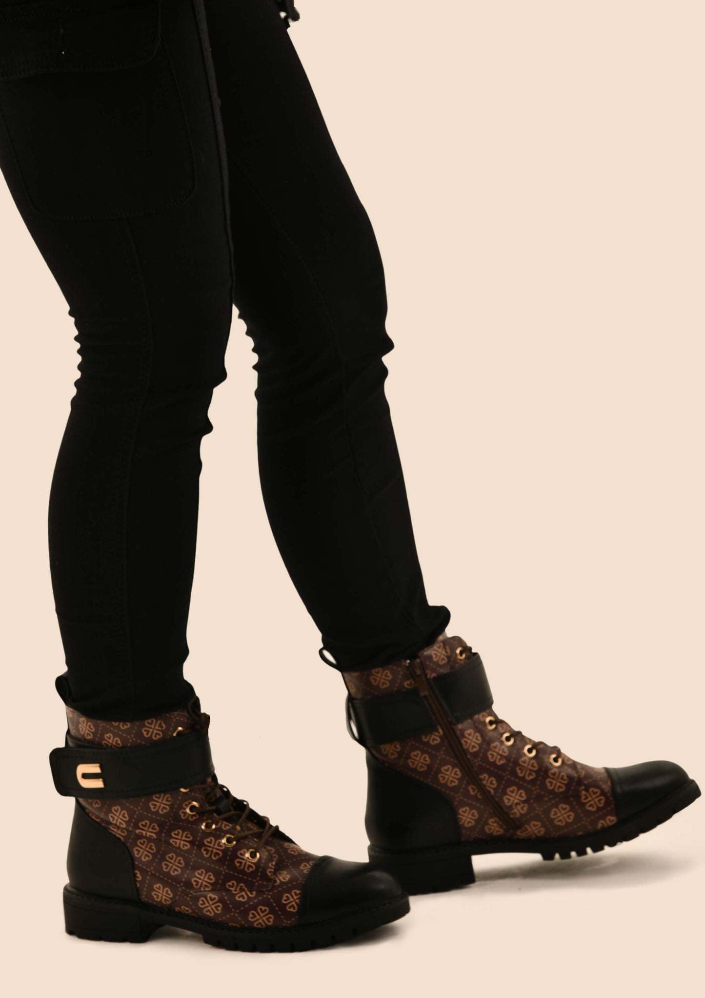 Printed Lace Up Ankle Boots