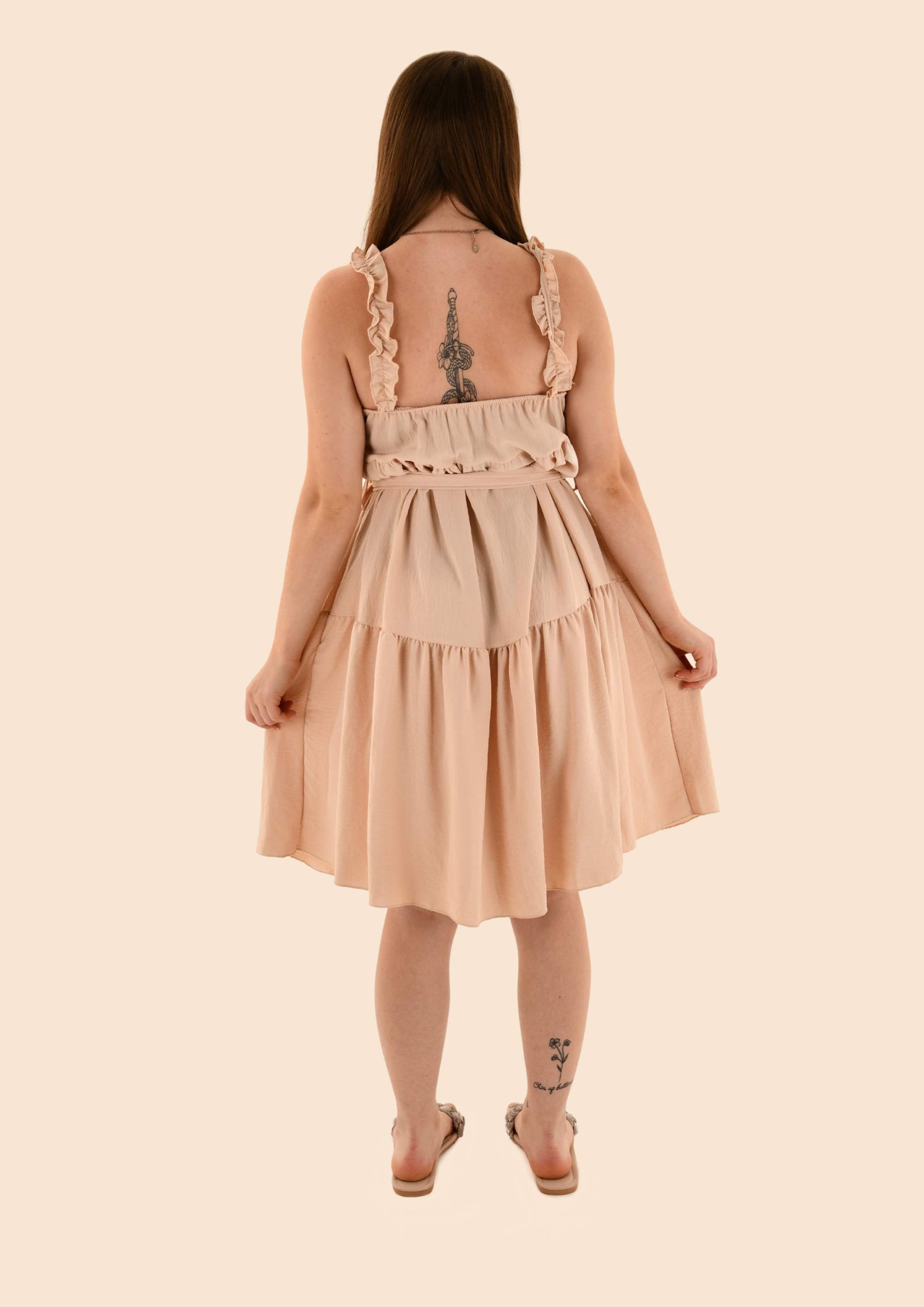 Frill Shoulder Strap Flowing Dress
