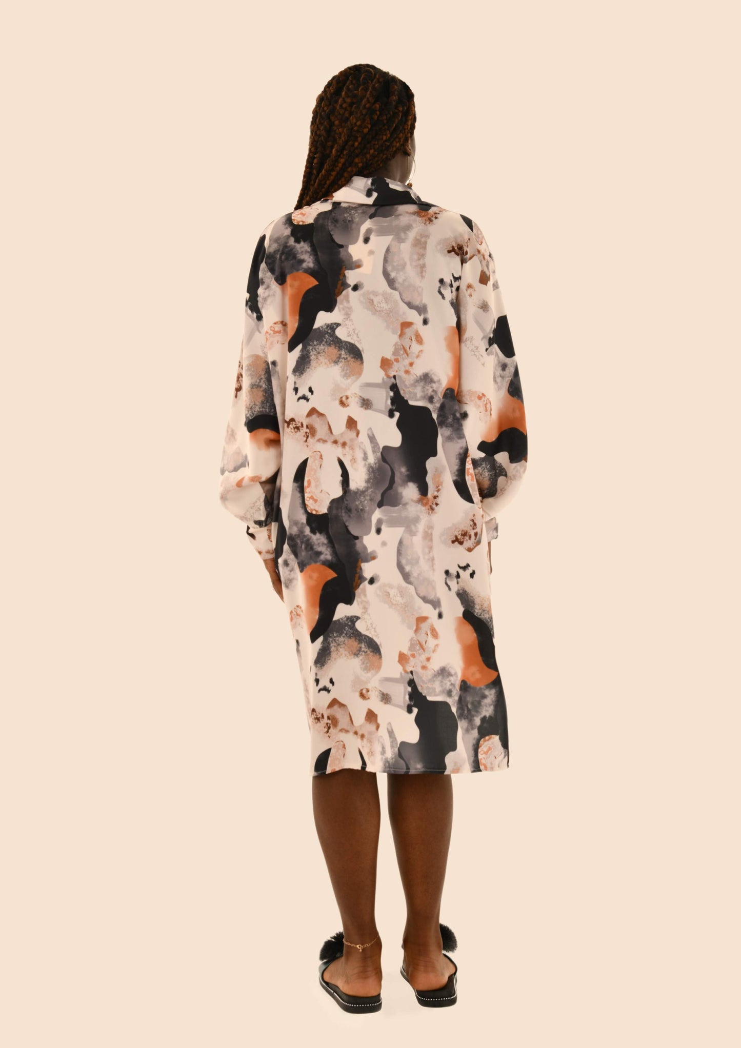 Silk Long Sleeved Shirt Dress