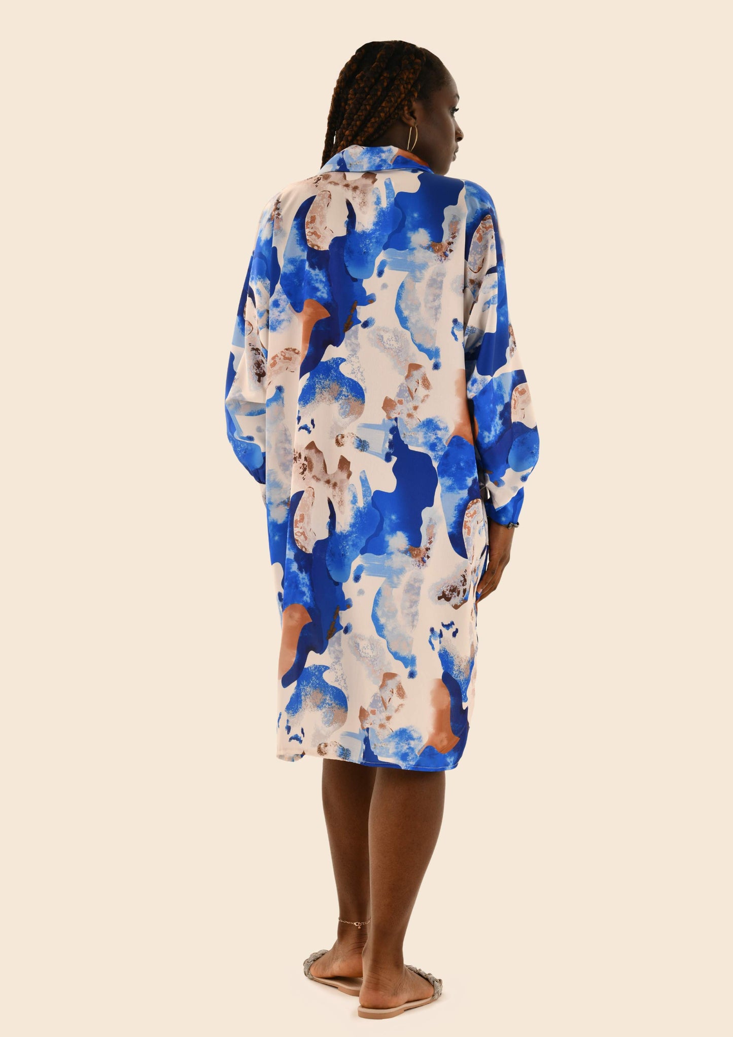 Silk Long Sleeved Shirt Dress
