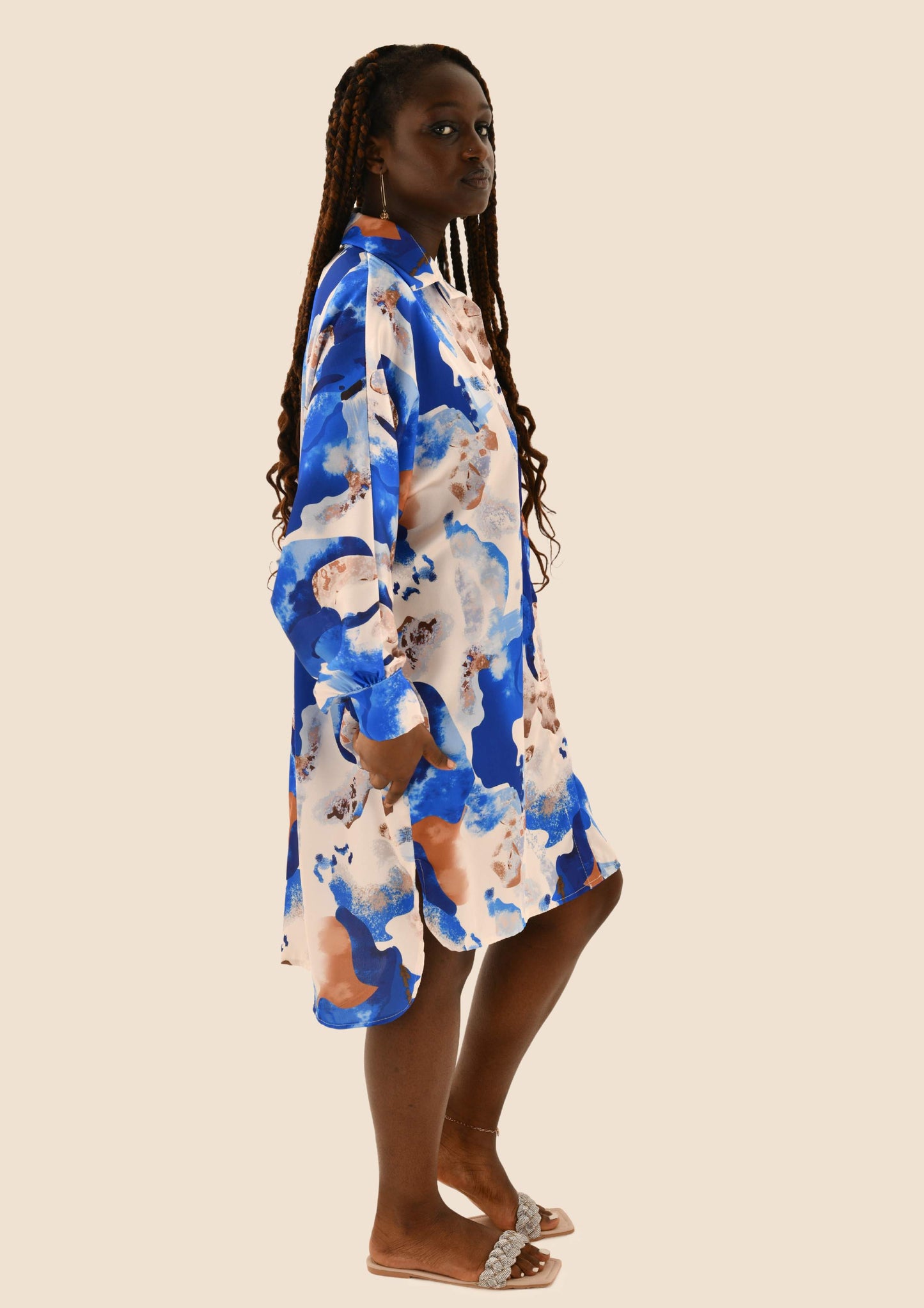 Silk Long Sleeved Shirt Dress