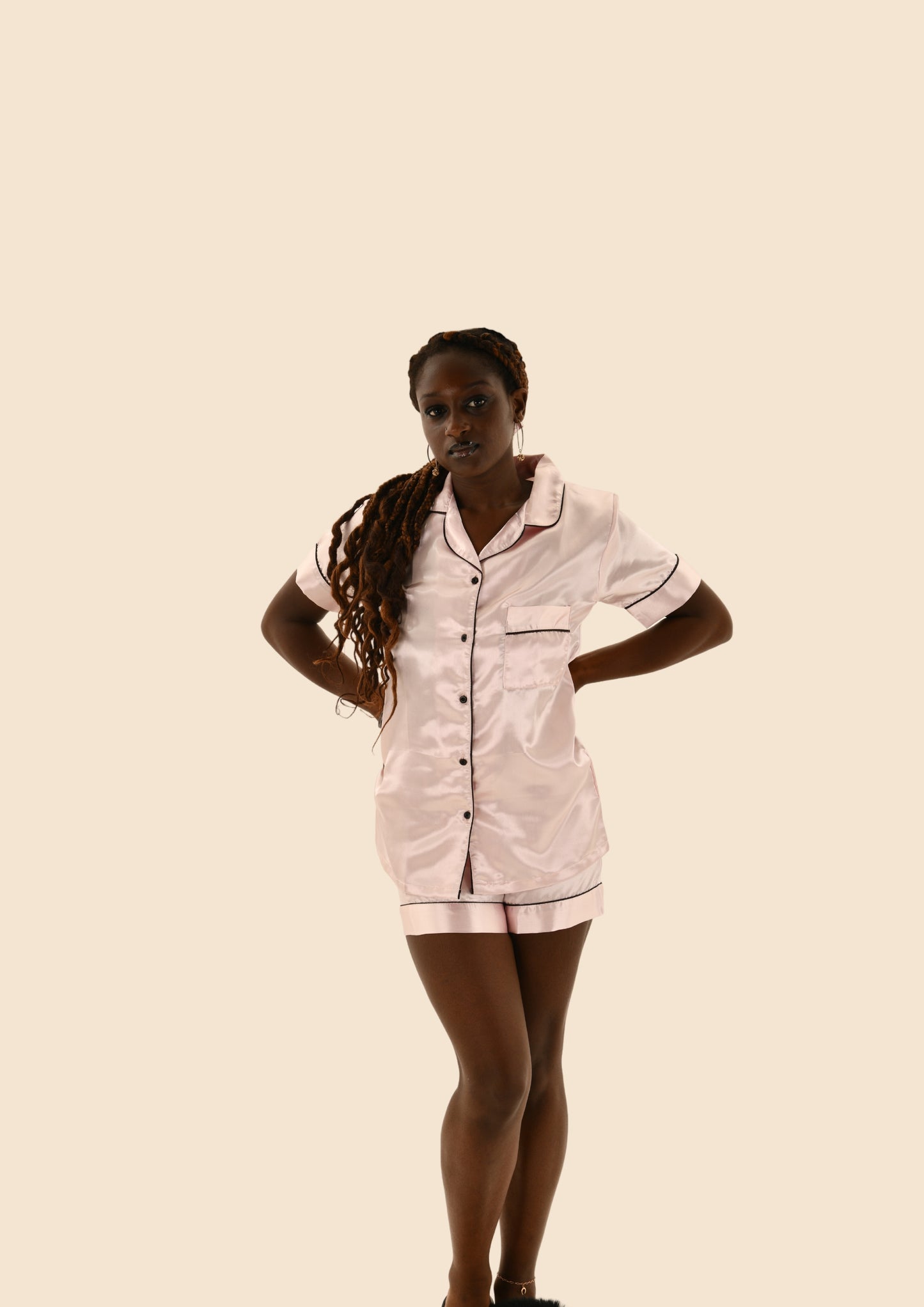 Silk PJ Shorts Set & Headband