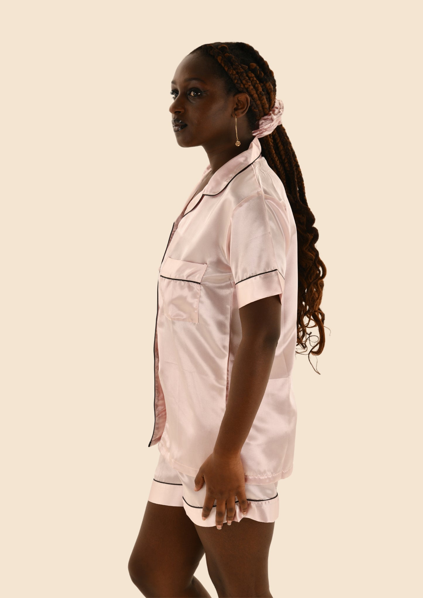 Silk PJ Shorts Set & Headband