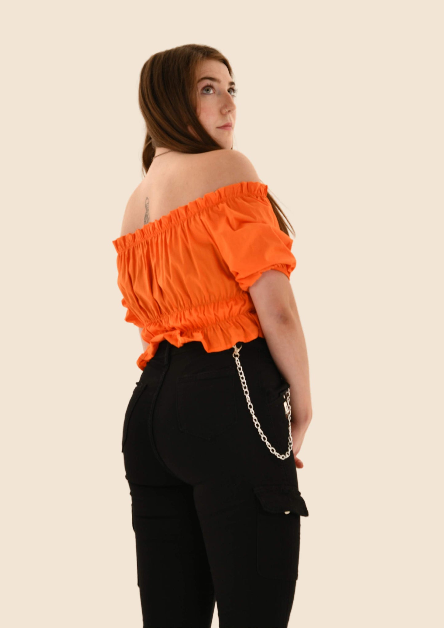 Short Sleeved Frill Crop Top