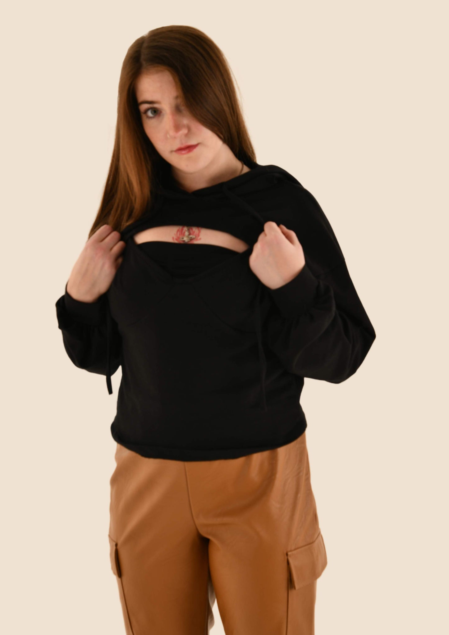 Two Piece Tank Top & Cut Hooded Jumper