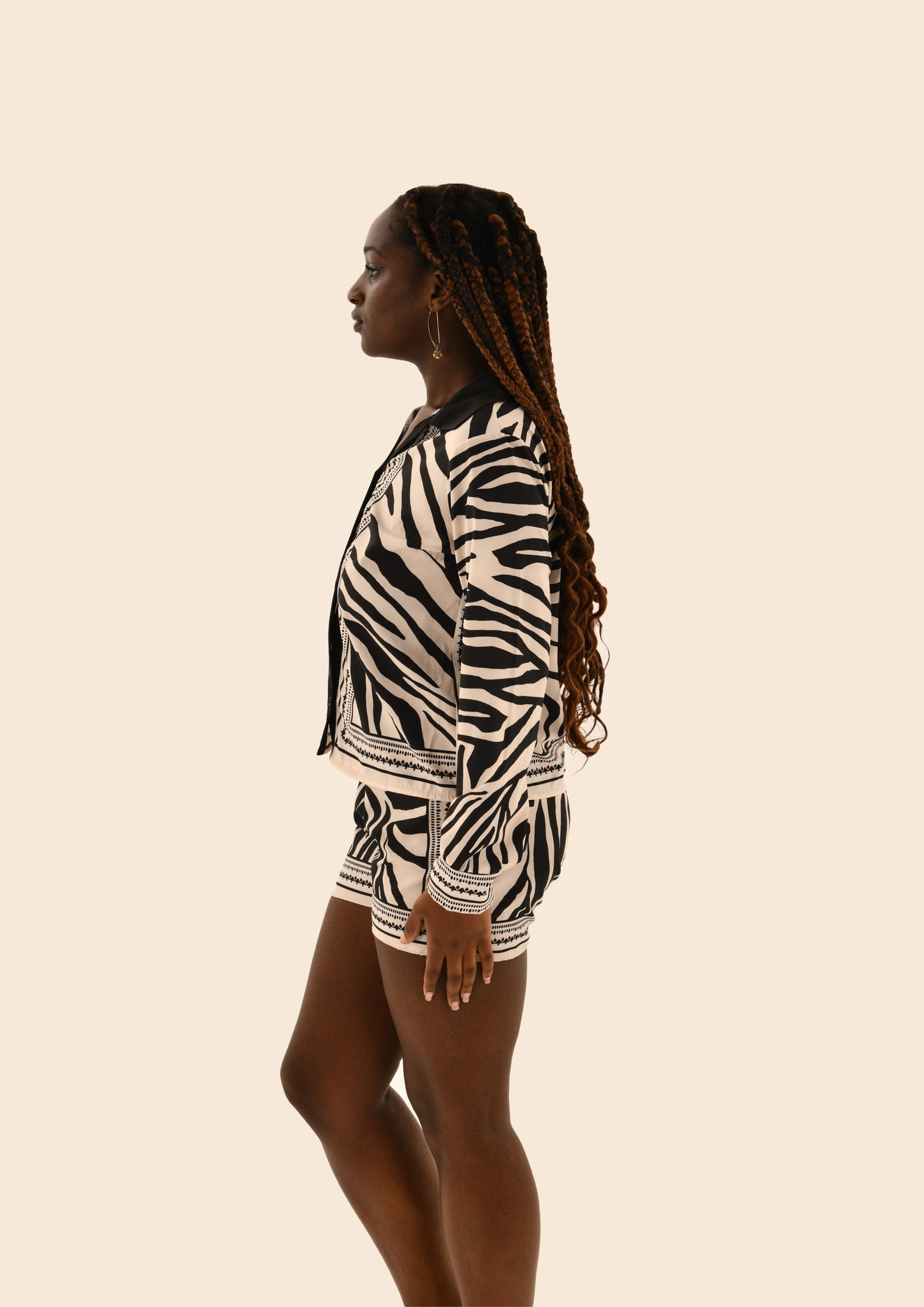 Zebra Print Loose Shirt & Shorts