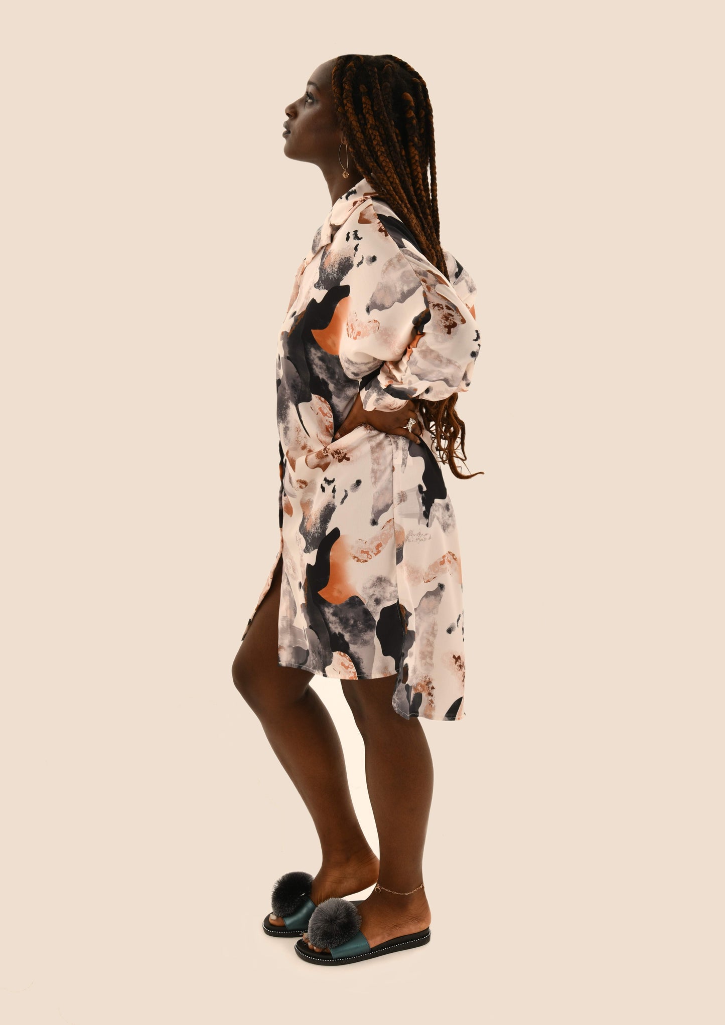 Silk Long Sleeved Shirt Dress