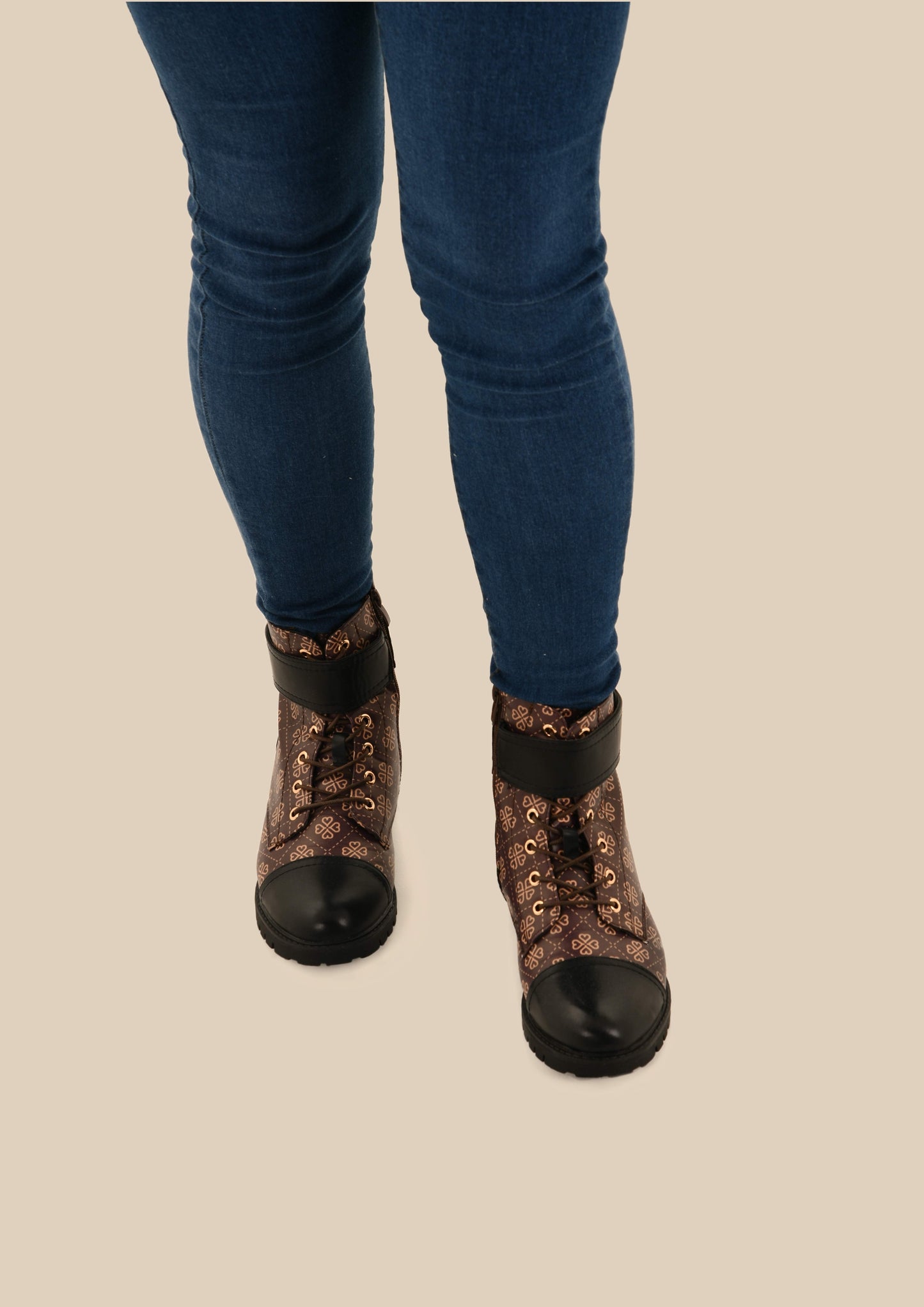 Printed Lace Up Ankle Boots
