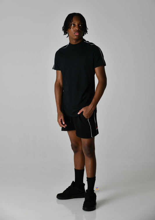 Black Stripe Detailed Short Set