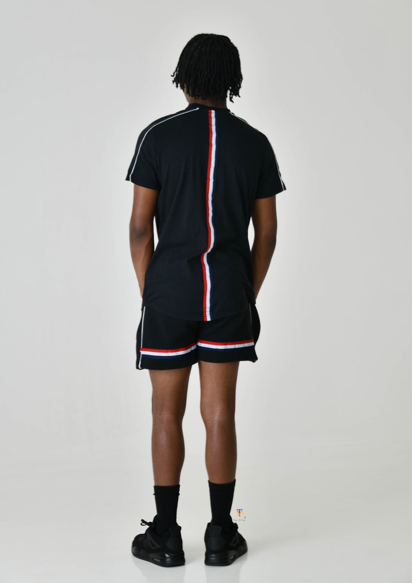 Black Stripe Detailed Short Set