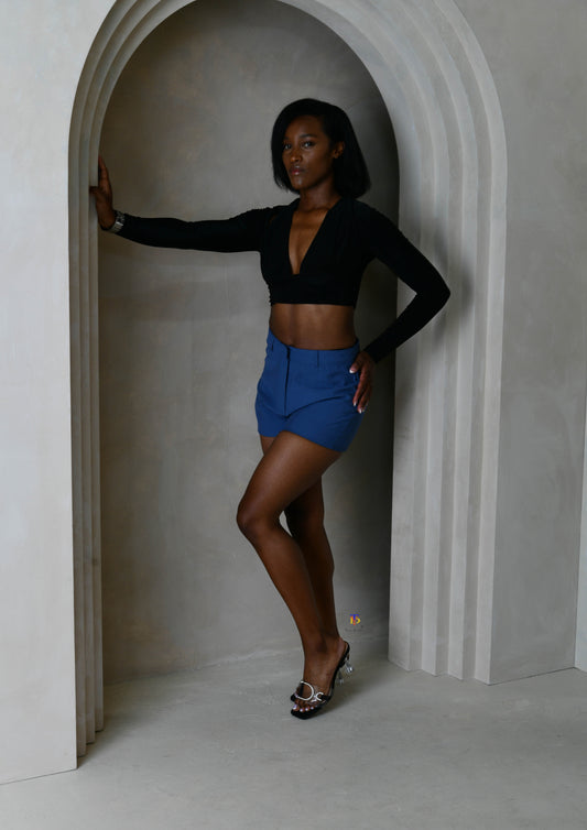 Sleeved Halter Neck Crop Top
