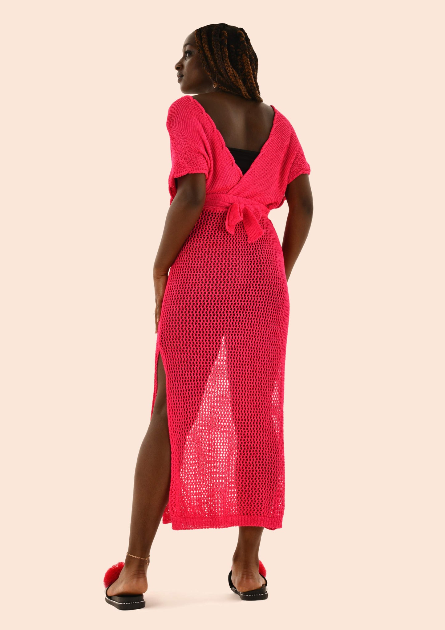 Crochet Knitted V-neck Dress ( 3 colours)