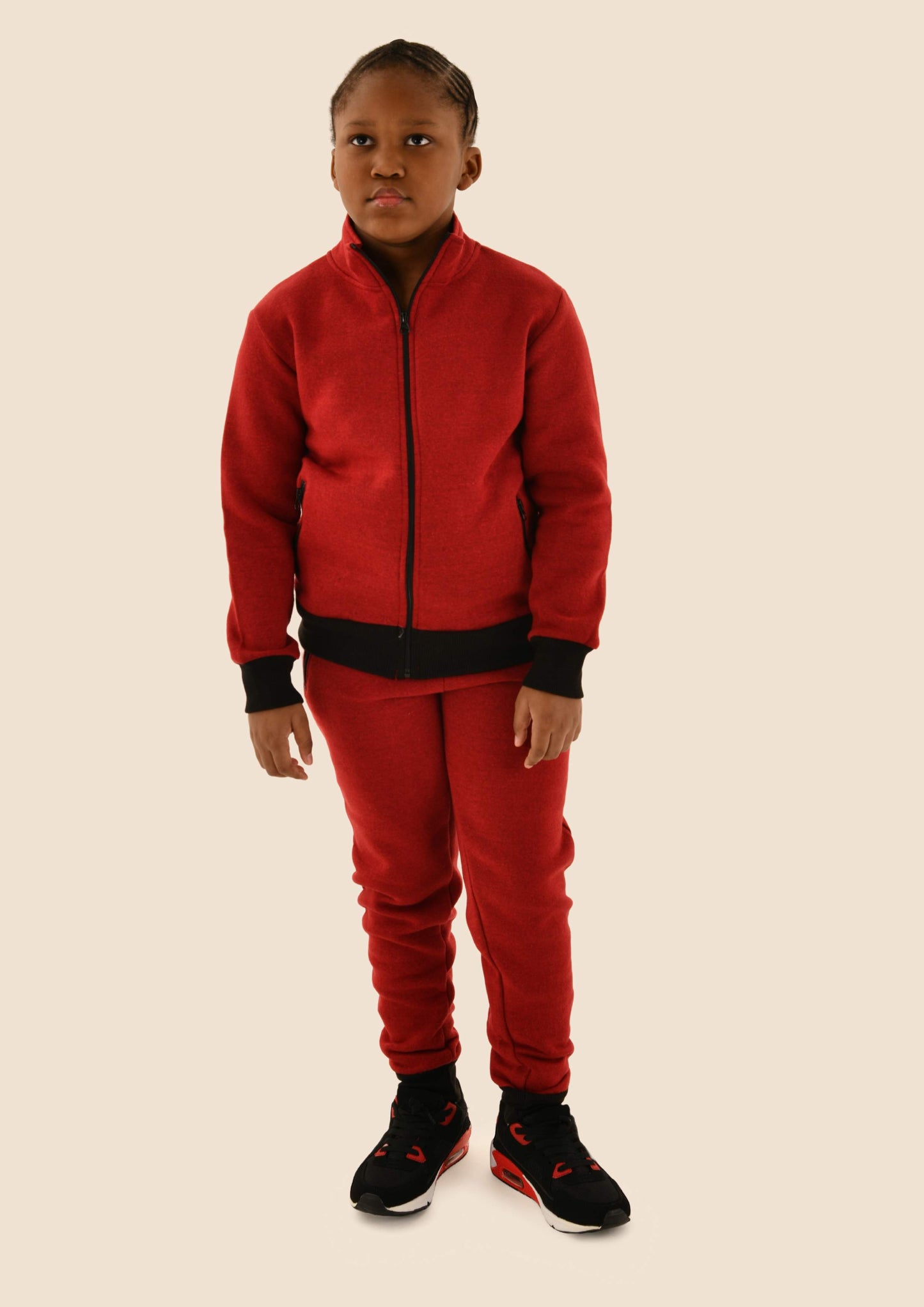 Childrens Zip Up Tracksuit/w Black Detailing