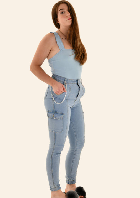 Denim Jeans/w Chain Accessory (2 colours)