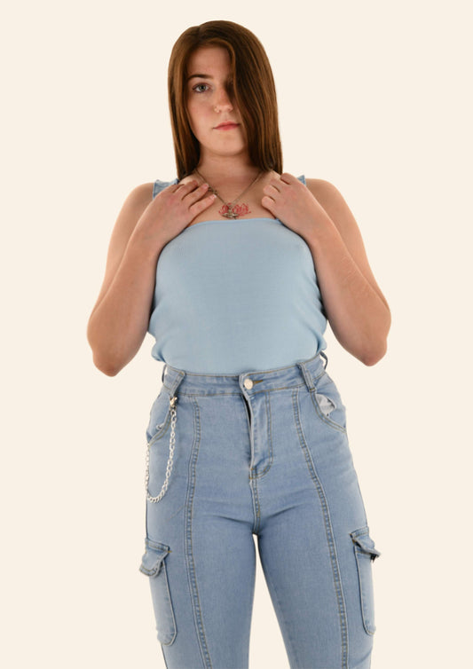 Frilly Shoulder Strap Bodysuit
