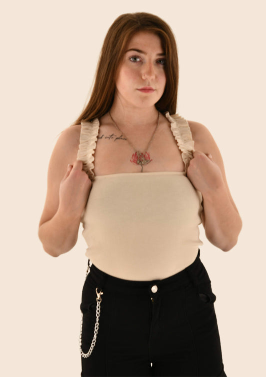 Frilly Shoulder Strap Bodysuit