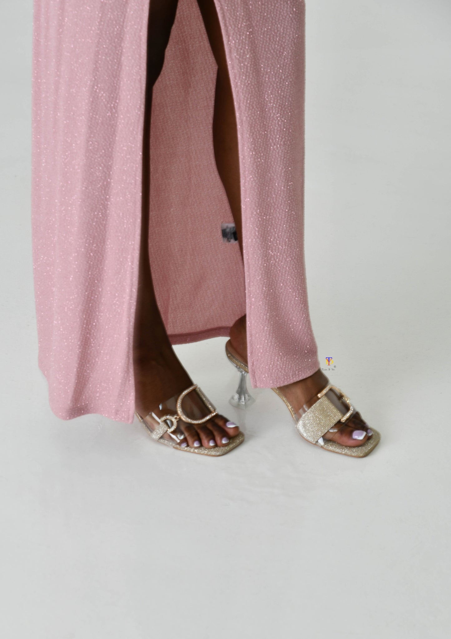 Glitter Square Toe Heels