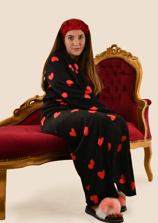 Heart Printed Night Robe