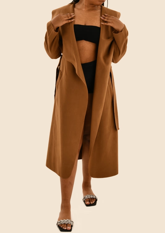 Maxi Oversize Belted Waterfall Coat