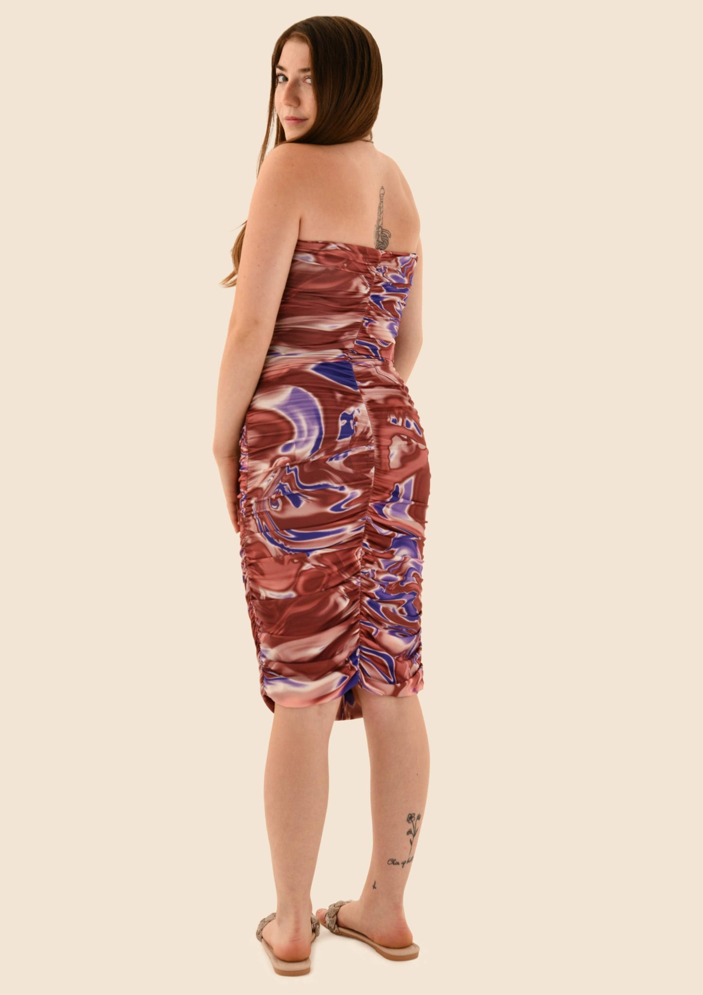 Marbled Stretchy Sleeveless Dress