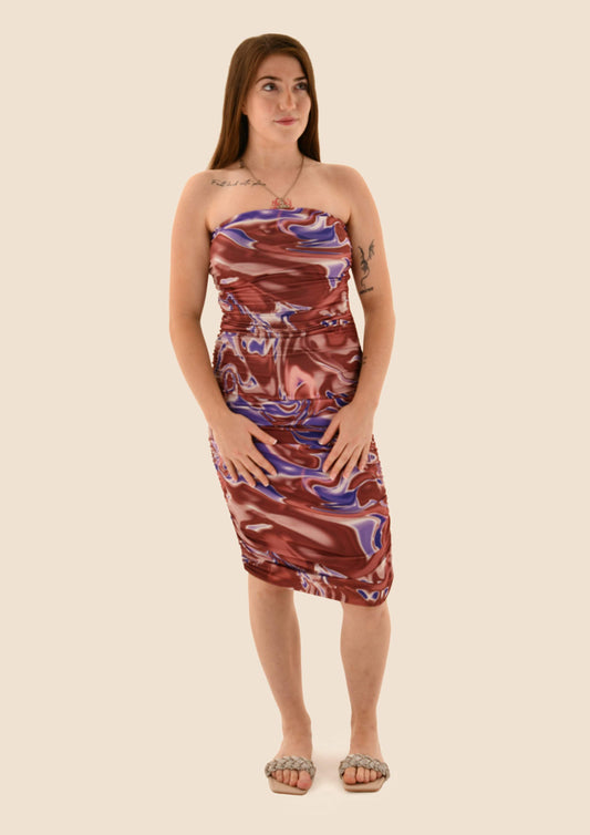 Marbled Stretchy Sleeveless Dress