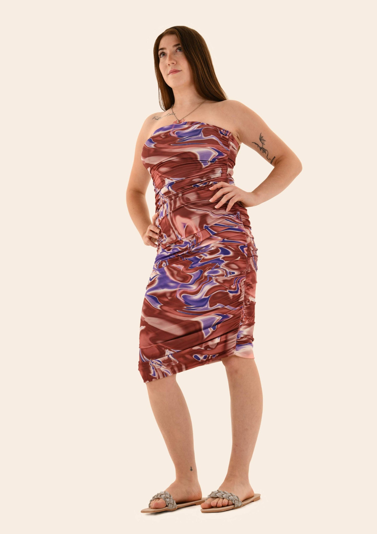 Marbled Stretchy Sleeveless Dress