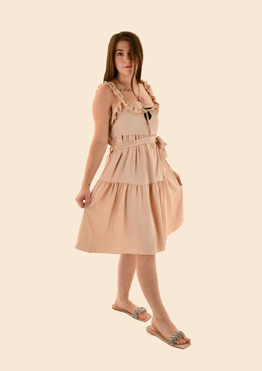 Frill Shoulder Strap Flowing Dress