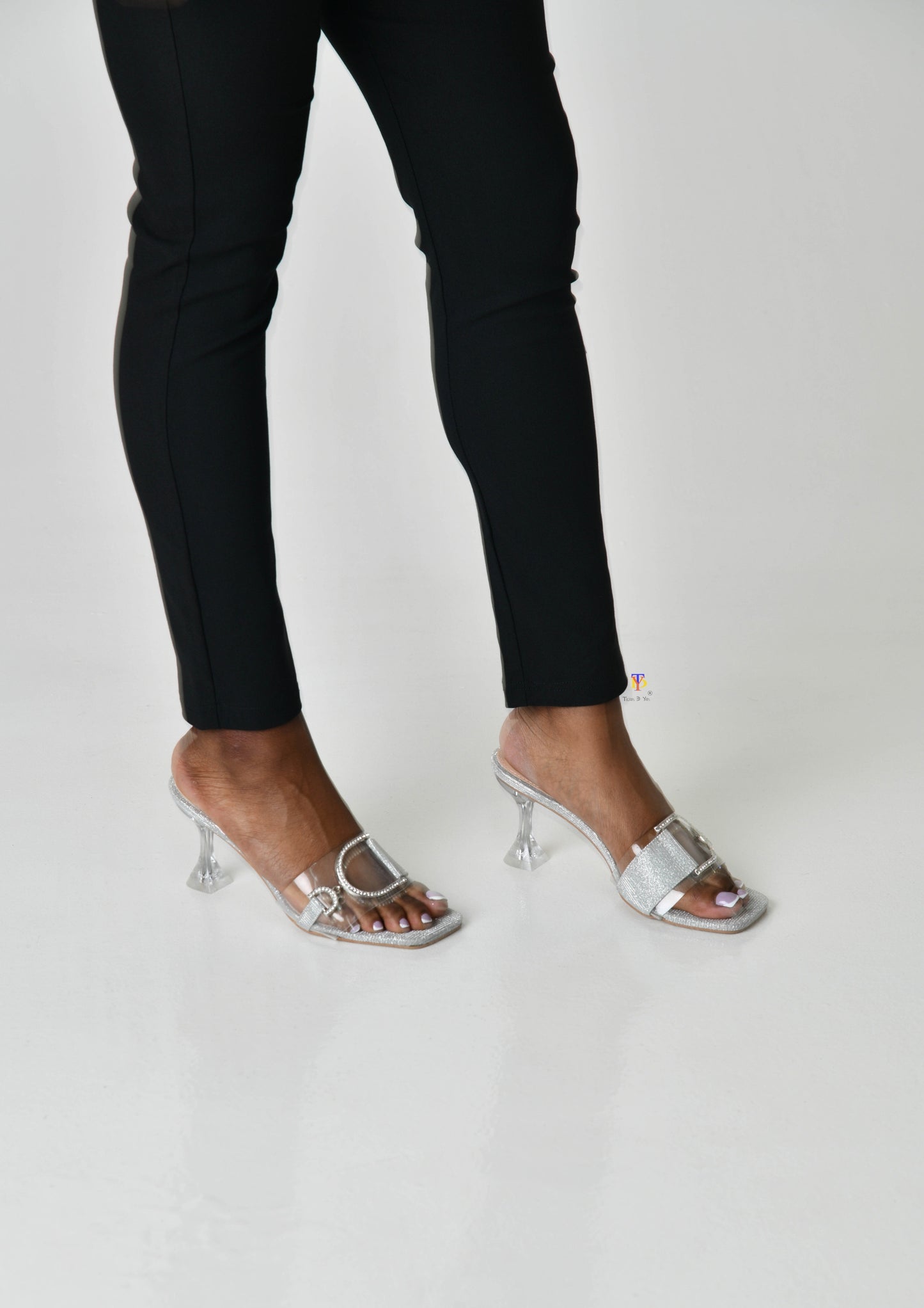 Glitter Square Toe Heels