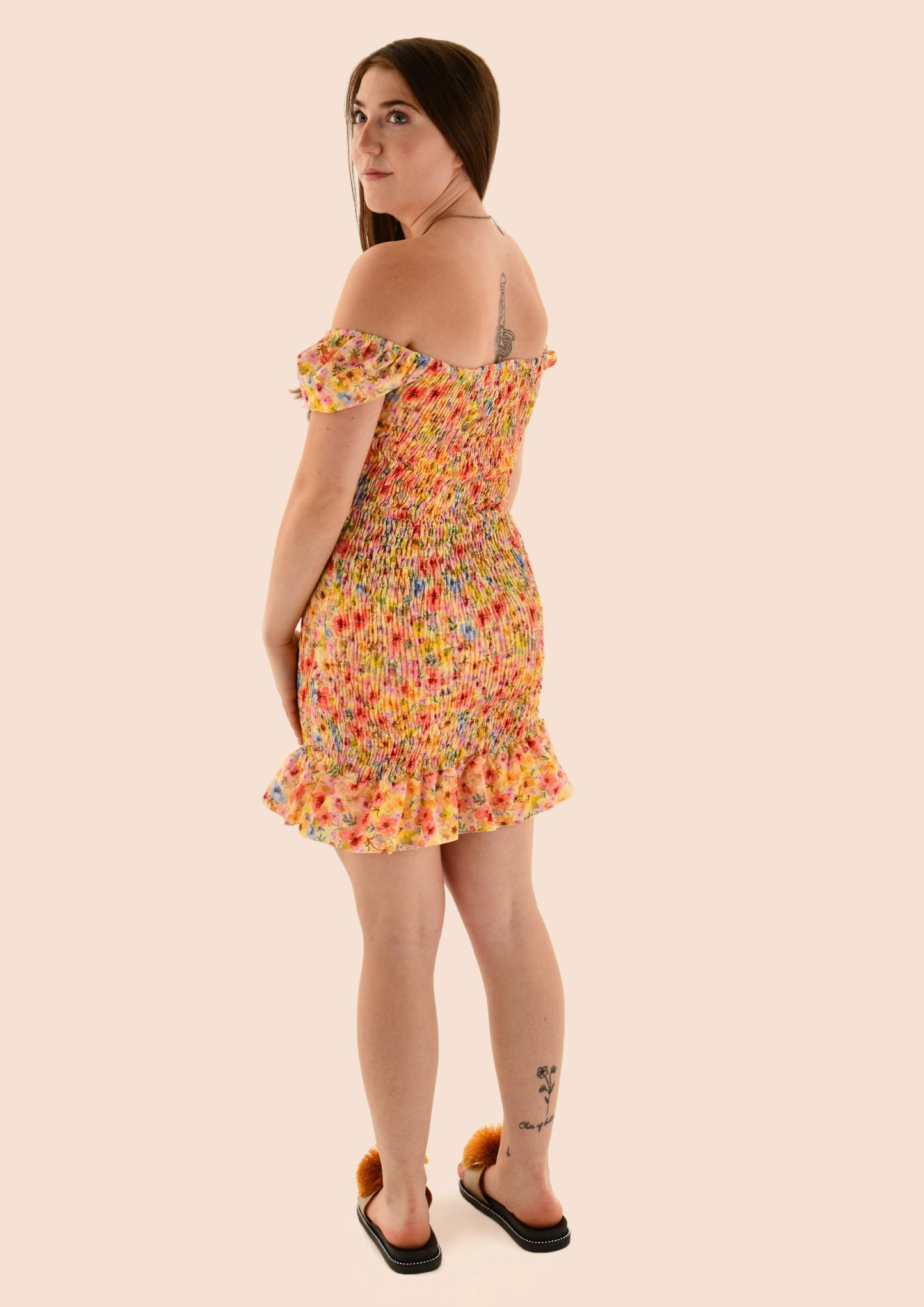 Short Frilly Floral Fitted Dress