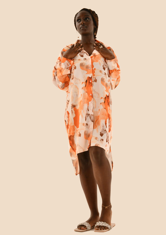 Silk Long Sleeved Shirt Dress
