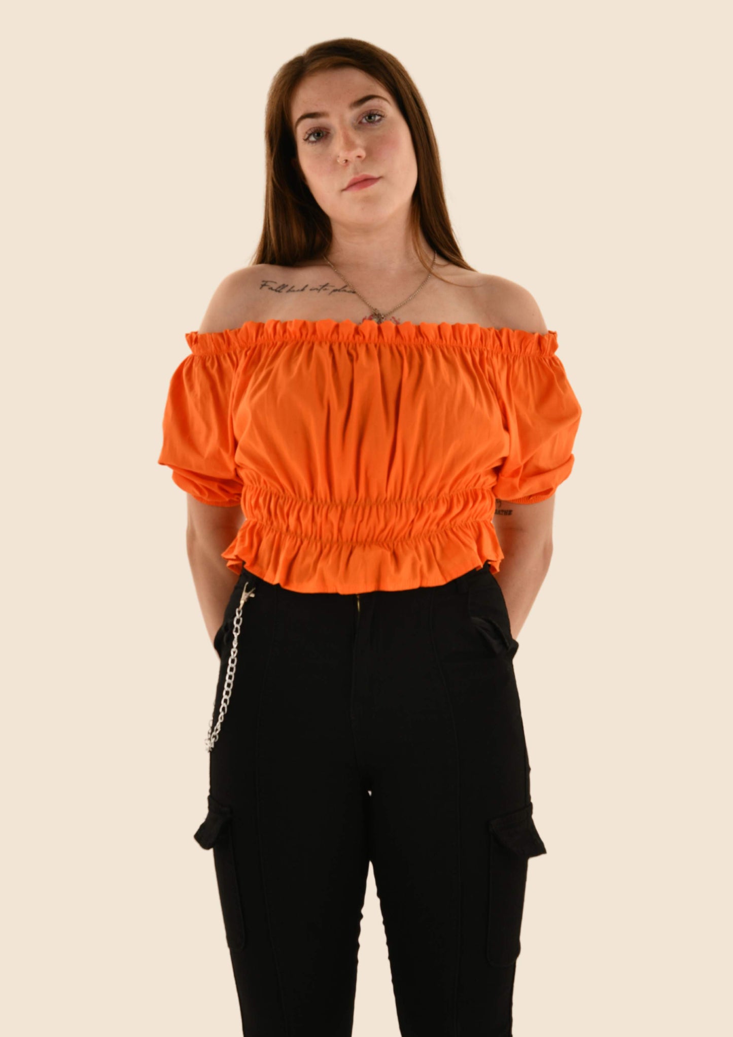 Short Sleeved Frill Crop Top