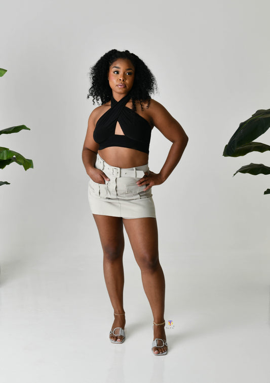 High Waisted Cargo Skort