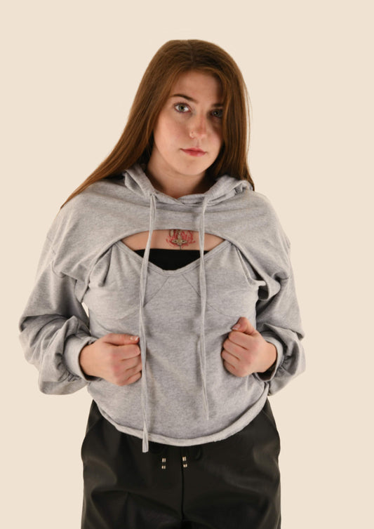 Two Piece Tank Top & Cut Hooded Jumper
