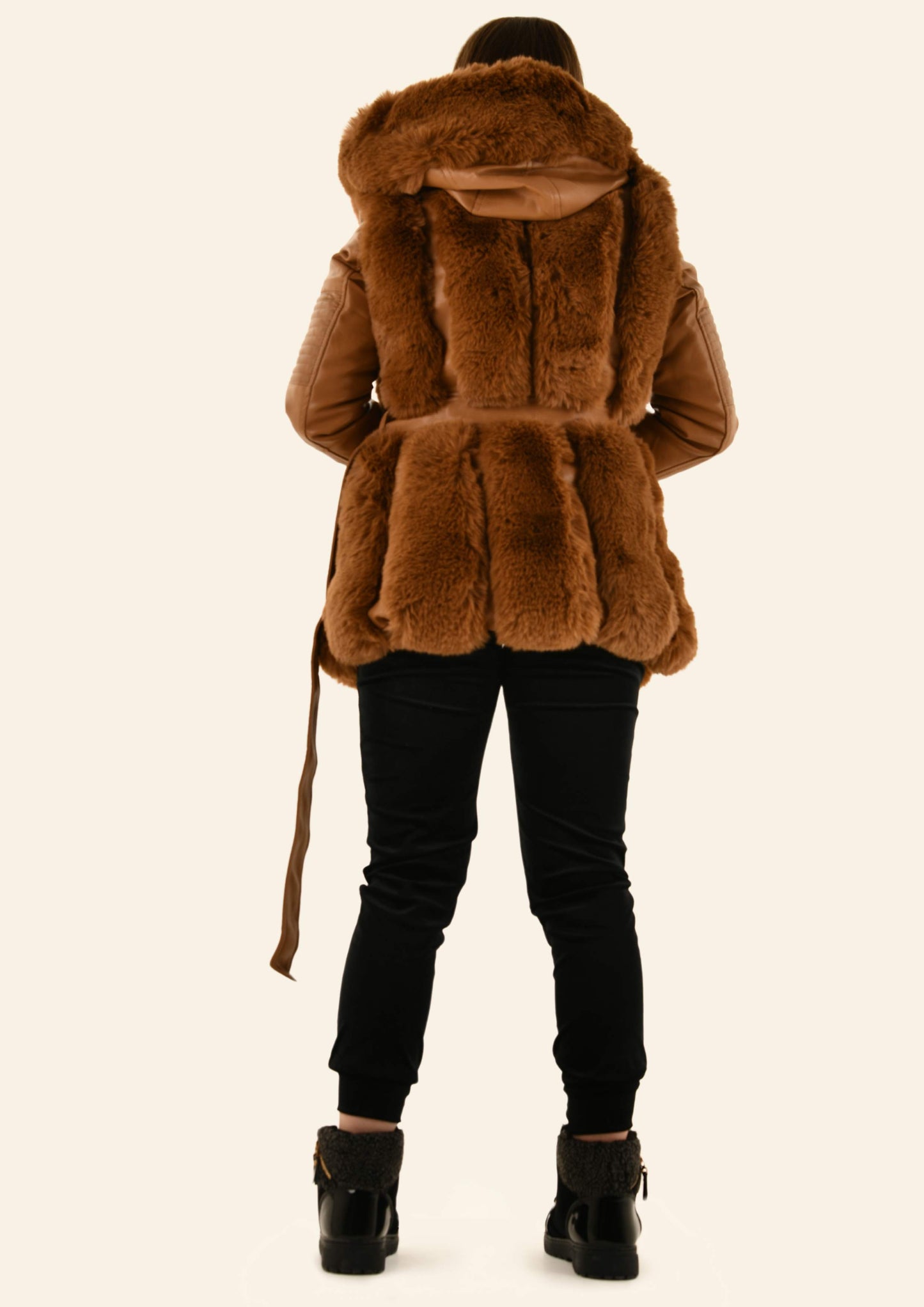 Vegan Leather Fur Hooded Coat (3 colours)