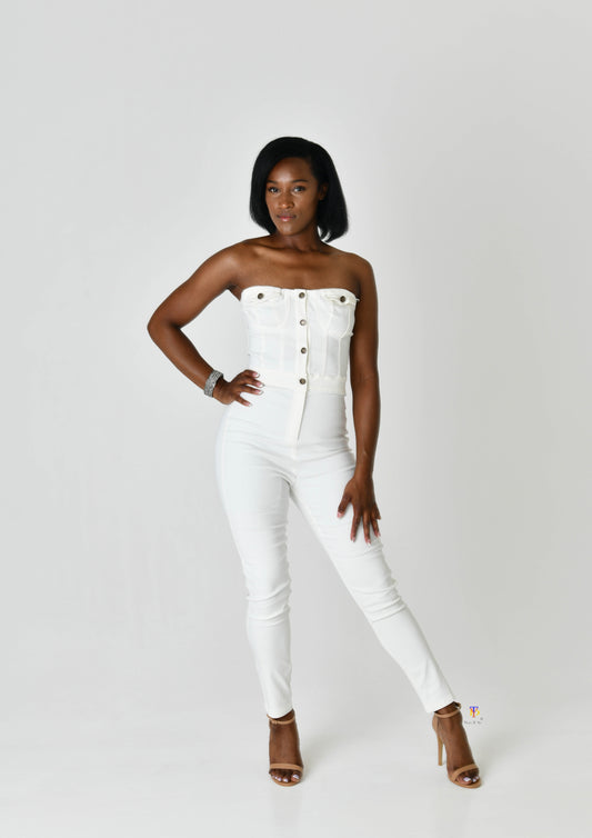 Strapless Jean Jumpsuit